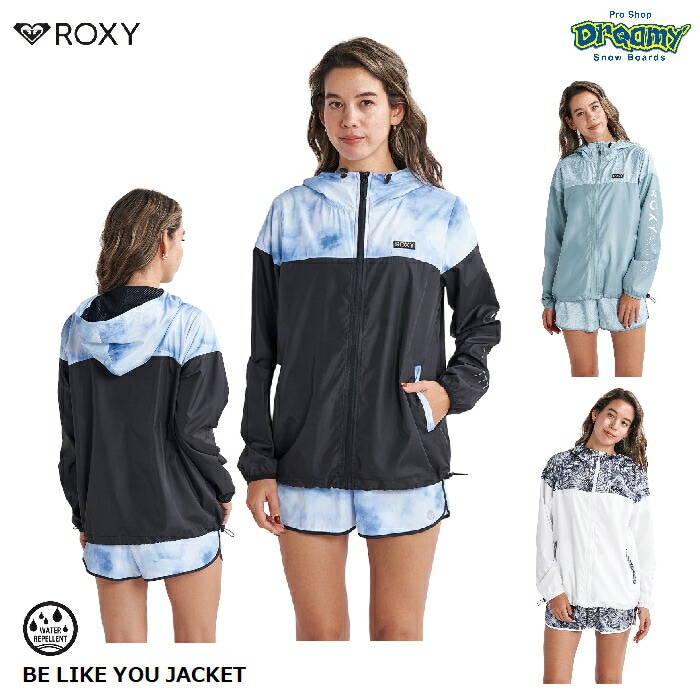 ROXY ロキシー フィットネス CROWN JACKET RJK234534 シェルジャケット 撥水 起毛メッシュ裏地付きフード フルジップ  アジャスター付きドローコード ロゴ 正規品-スノーボード（キッズ）・サーフィンの専門店｜DREAMY