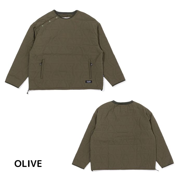 POLER ポーラー CYCLOPS QUILTED CREW キルティングクルー 233mcv0022 0600223FWD0060 OLIVE  アウトドア ロゴ 2023秋 正規品-スノーボード（キッズ）・サーフィンの専門店｜DREAMY