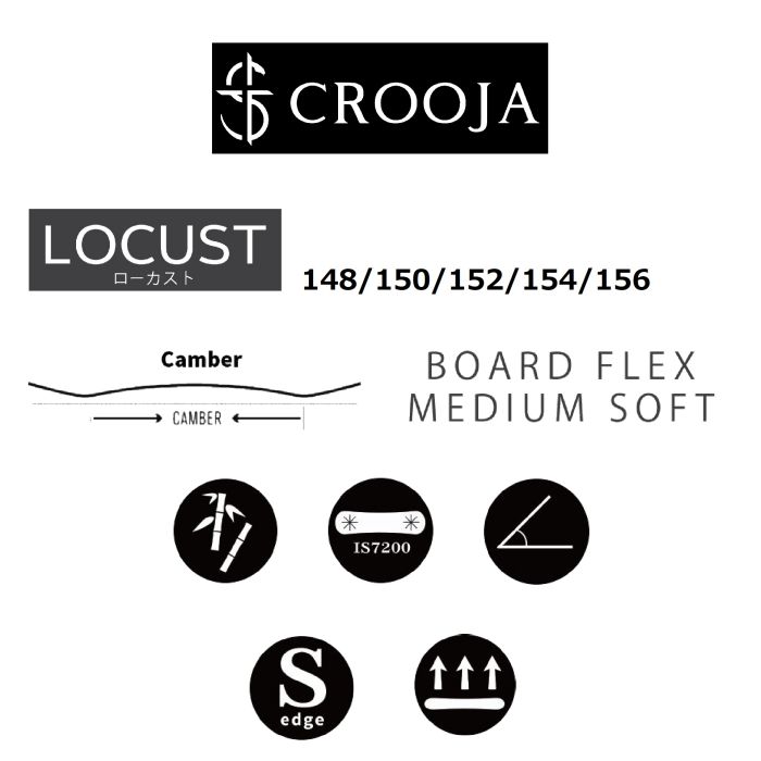 24-25 CROOJA クロージャ LOCUST ローカスト 148/150/152/154/156 キャンバーモデル 江端翔兵 中川智貴  スノーボード 板 グランドトリック グラトリ 正規品 | ☆スノーボード,ボード,ブランド,CROOJA | ドリーミー公式オンラインストア