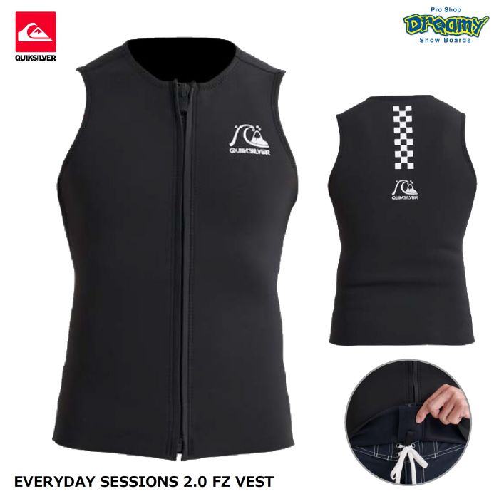 QUIKSILVERクイックシルバー EVERYDAY SESSIONS 2.0 FZ VEST QWT241707 ウェットスーツ ベスト  ノースリーブ フロントジップ JapanFiT AQUAα サーフィン 正規品-スノーボード・サップ・サーフィン・スケートボードの