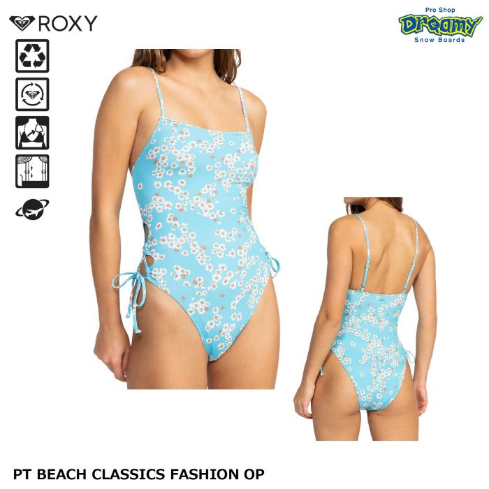 ROXY ロキシー PT BEACH CLASSICS FASHION OP ERJX103649 ワンピース 水着 スクエアシェイプ  調整可能ストラップ 取り外し可能パッド ロゴ スイムウェア 正規品-スノーボード・サーフ・スケートの専門店 DREAMY