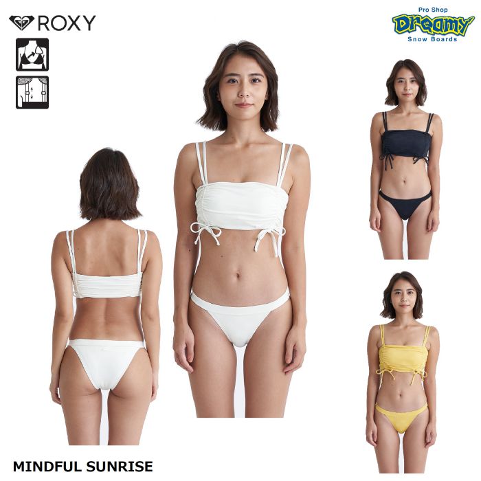 ROXY ロキシー MINDFUL SUNRISE RSW242005 ビキニ サイズ調整可能ストラップ 取り外し可能パッド バンドゥ ジャガード  リボン ロゴ スイムウェア 水着 正規品-スノーボード・サーフ・スケートの専門店 DREAMY