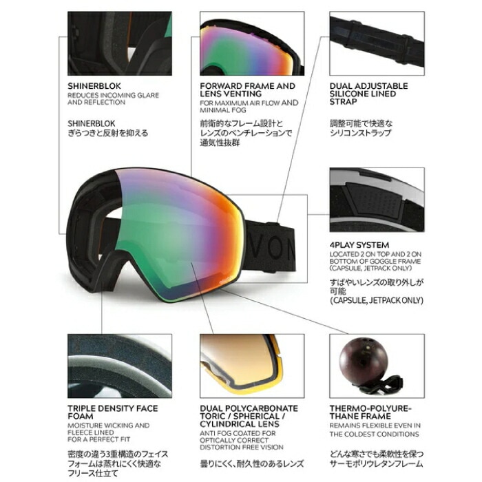 スノーボードゴーグル V.ZIPPER ボンジッパー BE21M-700 VONZIPPER ボンジッパー MACH VFS BE21M700 スノーゴーグル ジャパン