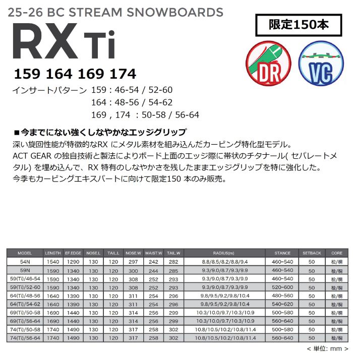 25-26 BC STREAM RX Ti 数量限定 カービング特化型モデル 2種