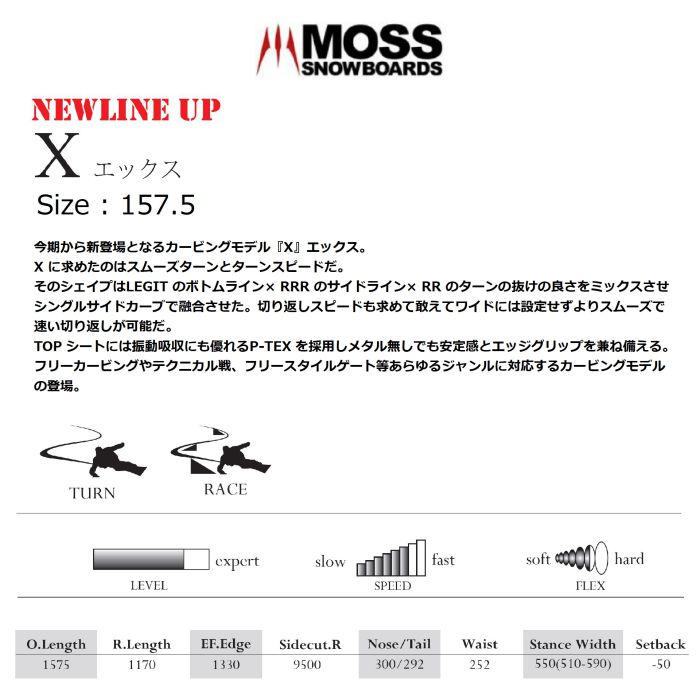 25-26 MOSS SNOWBOARDS X 157.5 カービングモデル ディレクショナル