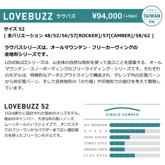 23-24 GRAY SNOWBOARD グレイ LOVEBUZZ 52 ラブバズ メンズ ショート