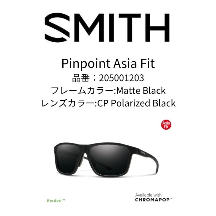 SMITH スミス Pinpoint Asia Fit 205001203 Matte Black サングラス