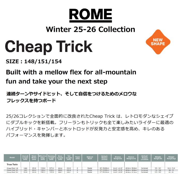 25-26 ROME Cheap Trick 154 フュージョンキャンバー ツイン ソフト