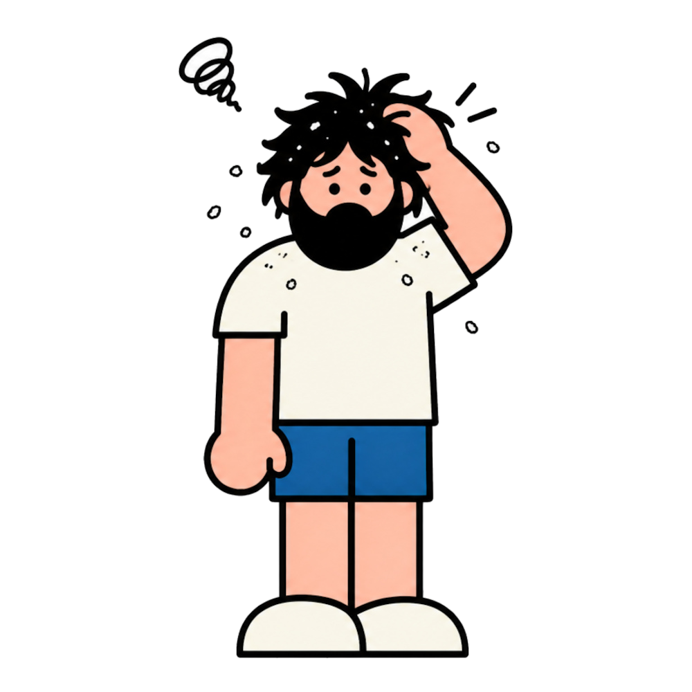 かゆみに悩む男性のイラスト