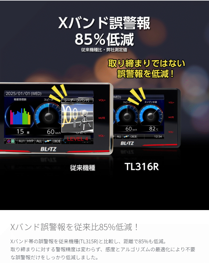 送料無料】TL316R ブリッツ BLITZ レーザー＆レーダー探知機【JMA-600
