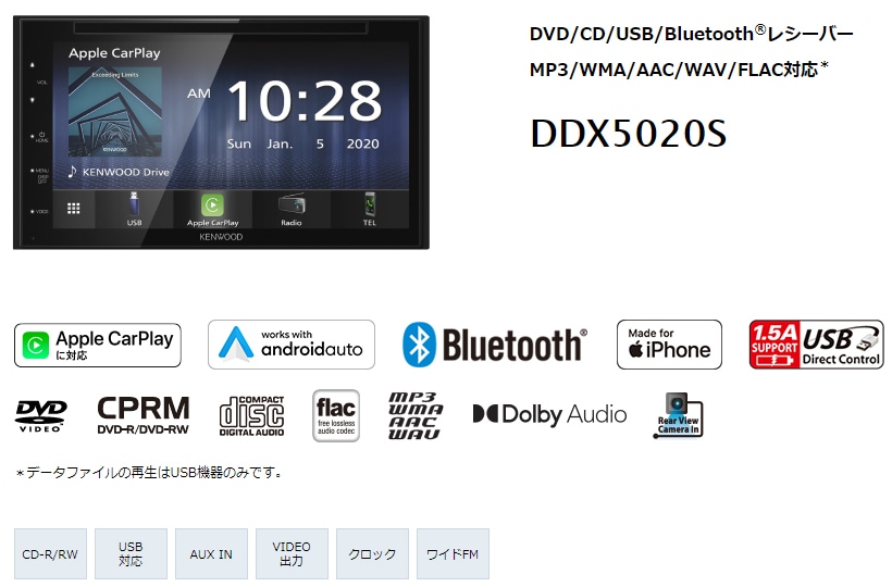 DDX5020S ケンウッド DVD/CD/USB/iPod/Bluetoothレシーバー Apple