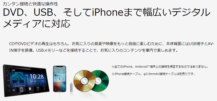 DDX5020S ケンウッド DVD/CD/USB/iPod/Bluetoothレシーバー Apple