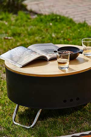 REVOLVER FIRE PIT, BBQ GRILL & TABLE