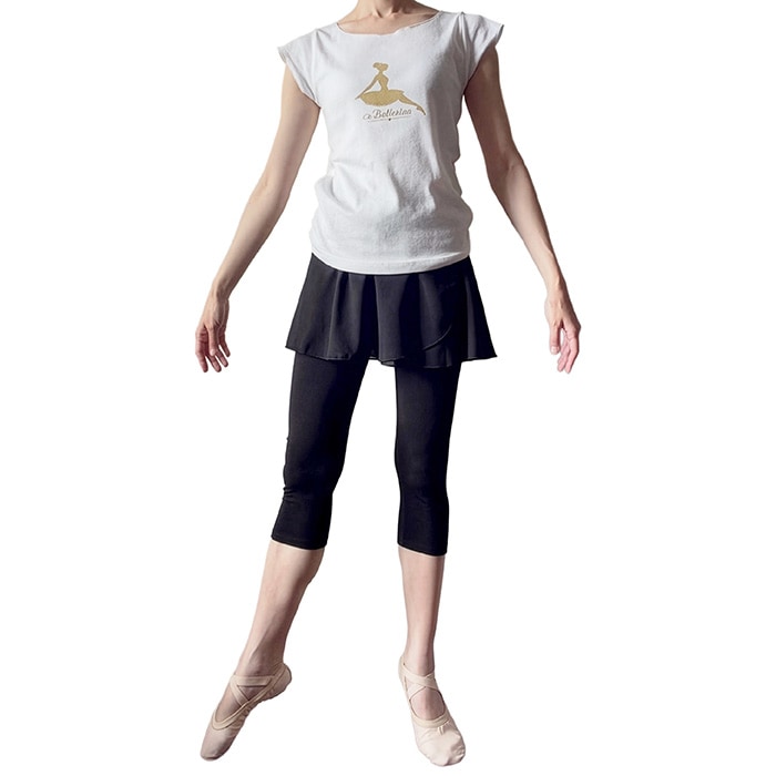 カプリ丈スパッツ スカート付き バレエパンツ レギンス ダンススパッツ