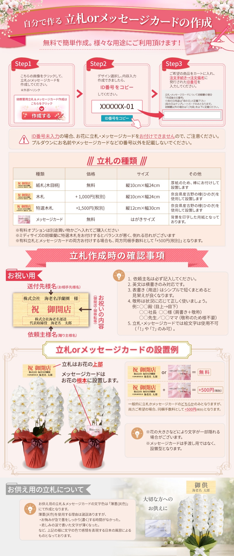 立札orメッセージカードの作成