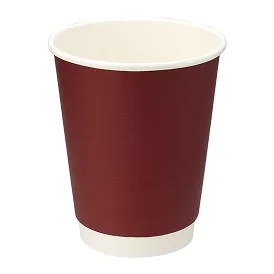 二重断熱紙コップ 12オンス ワインレッド