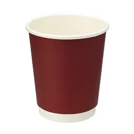 二重断熱紙コップ 8オンス ワインレッド