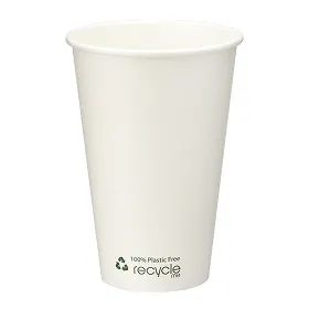 紙コップ プラスチックフリー 16オンス 両面コート 白 φ90mm 50個