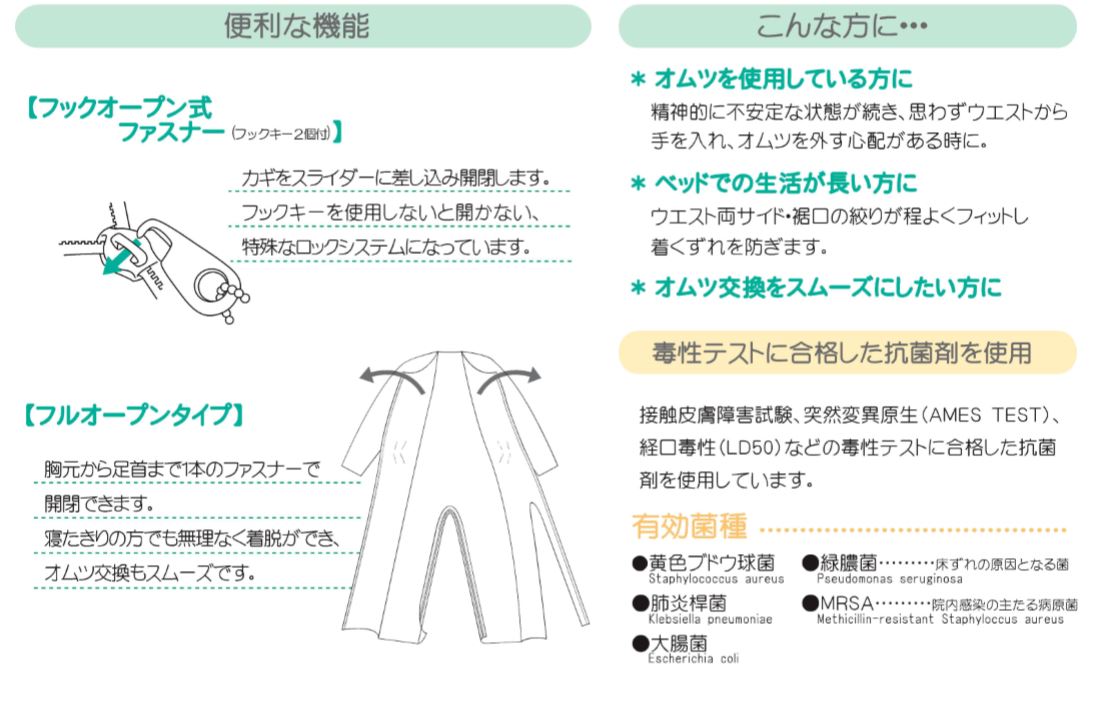 丸昌 制菌介護用つなぎ(前開きフルオープン) LL○○ | 衣類 | イイケア