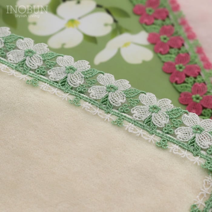 近沢レース店 ハナミズキ アイボリー シーズンタオルハンカチ