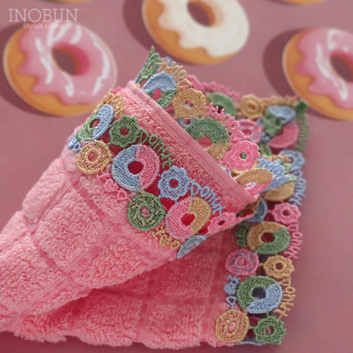 販売開始前】近沢レース店 ドーナツ ピンク 2月 シーズンタオルハンカチ