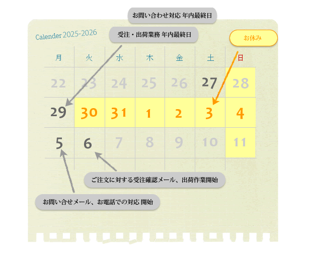 営業日カレンダー
