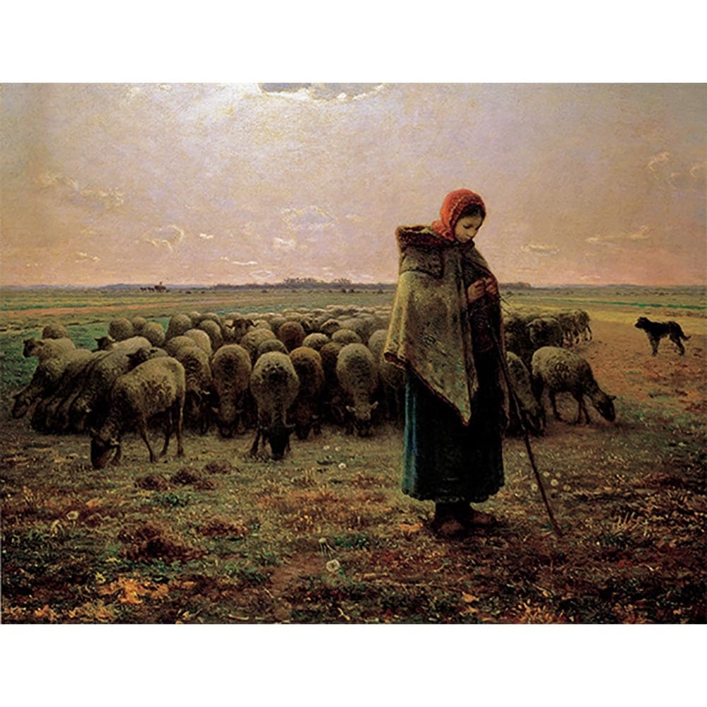 ジャン=フランソワ・ミレー　『夕暮れに羊を連れ帰る羊飼い』　複製画