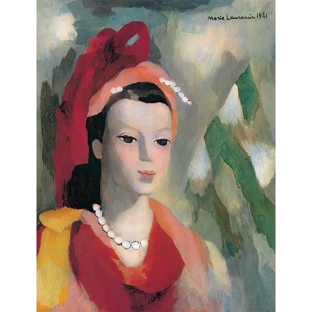 通販即納MARIE　LAURENCIN 、マリー・ローランサン、羽根帽子の女、大判、額装用画集より、新品額装付、状態良好 送料無料、yoshi 人物画