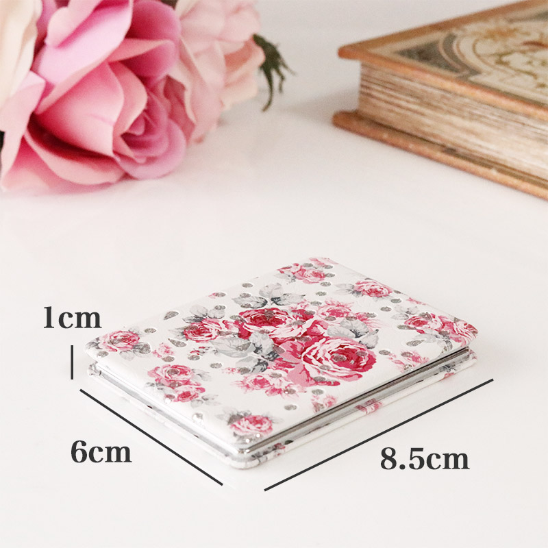 12柄から選べる】花柄コンパクトミラー｜折りたたみ 携帯用 拡大鏡付き