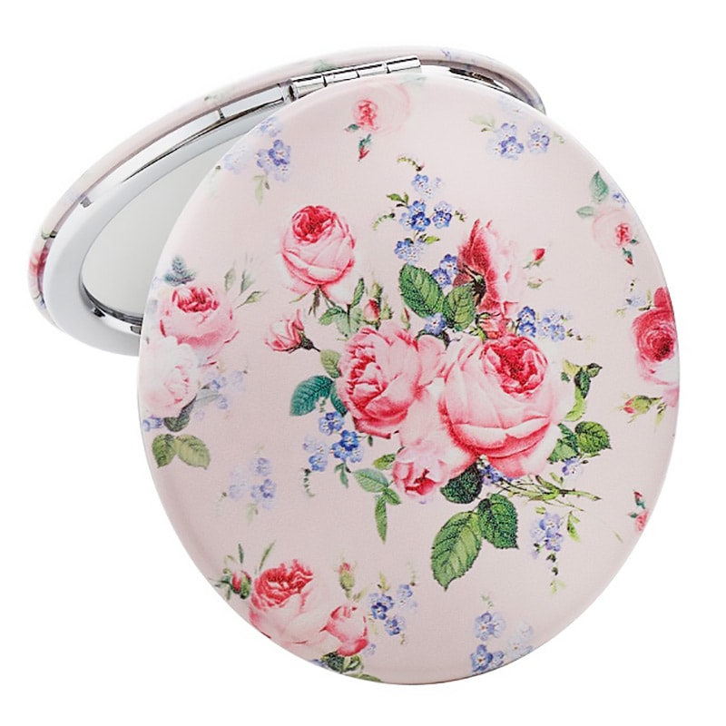 12柄から選べる】花柄コンパクトミラー｜折りたたみ 携帯用 拡大鏡付き