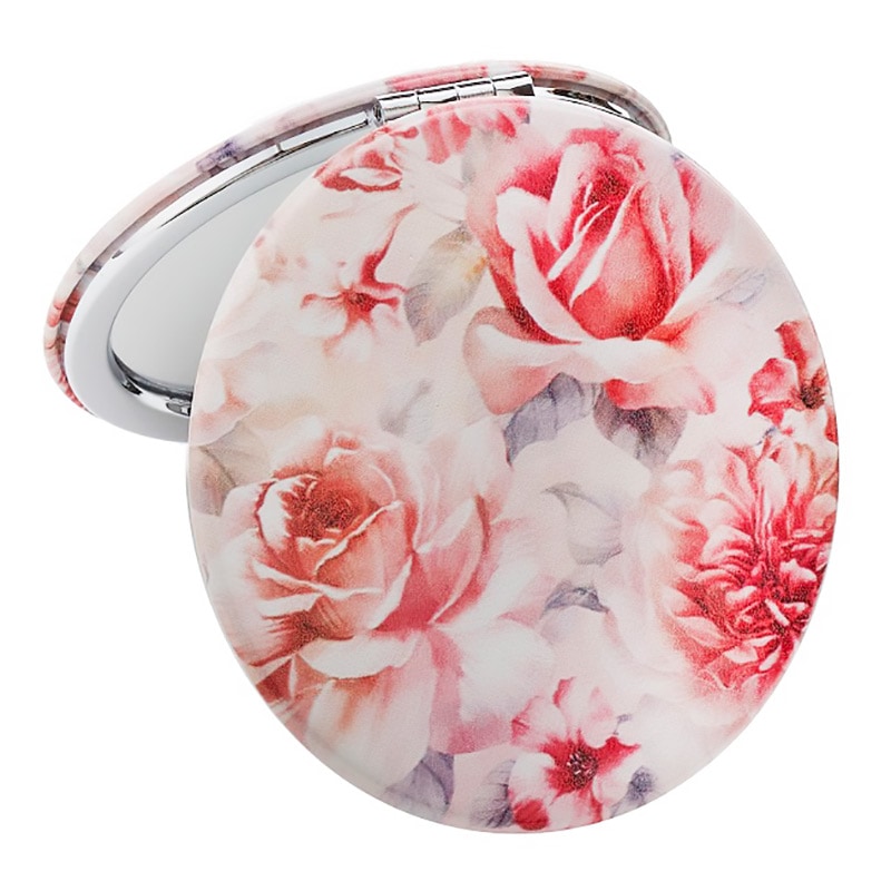 12柄から選べる】花柄コンパクトミラー｜折りたたみ 携帯用 拡大鏡付き