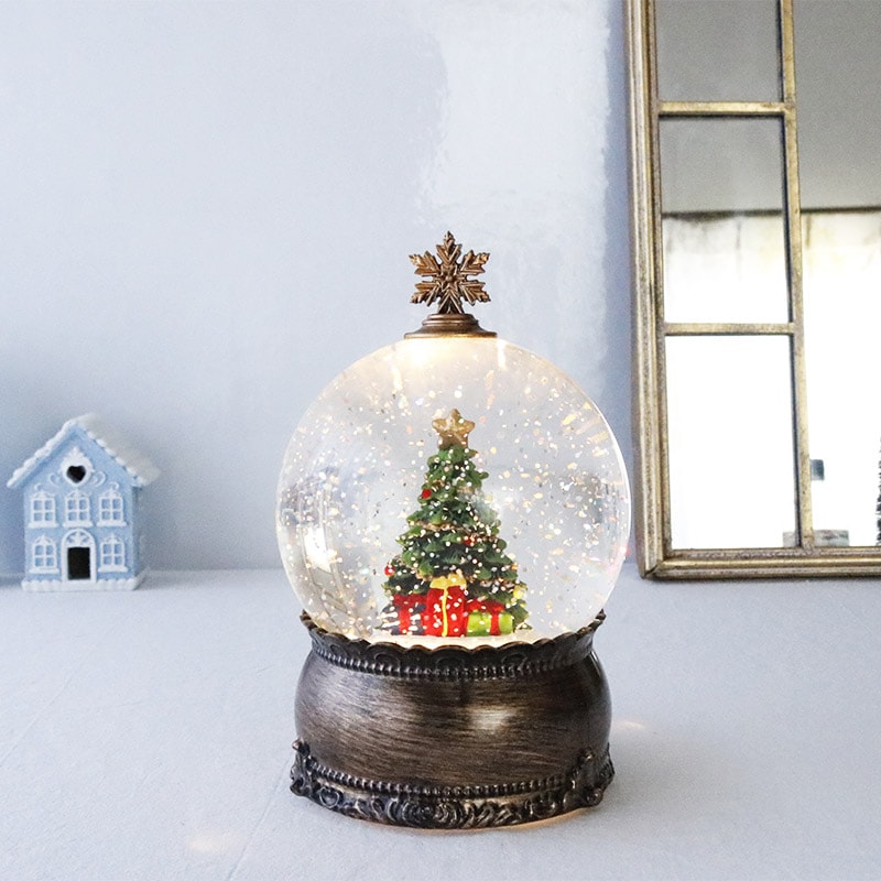 クリスマス リキッドグローブクリスマスツリー スノードーム LED