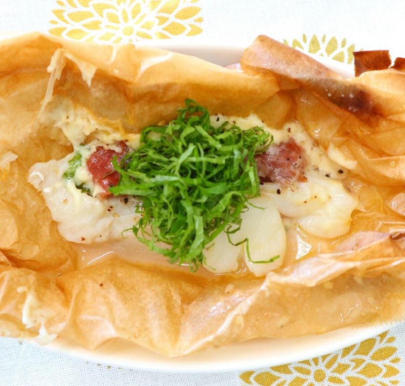 白身魚の梅チーズ蒸しレシピ