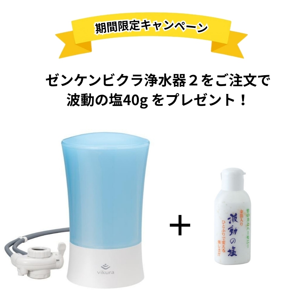期間限定キャンペーン】ゼンケンビクラ浄水器2 (ブルー）+ 波動の塩
