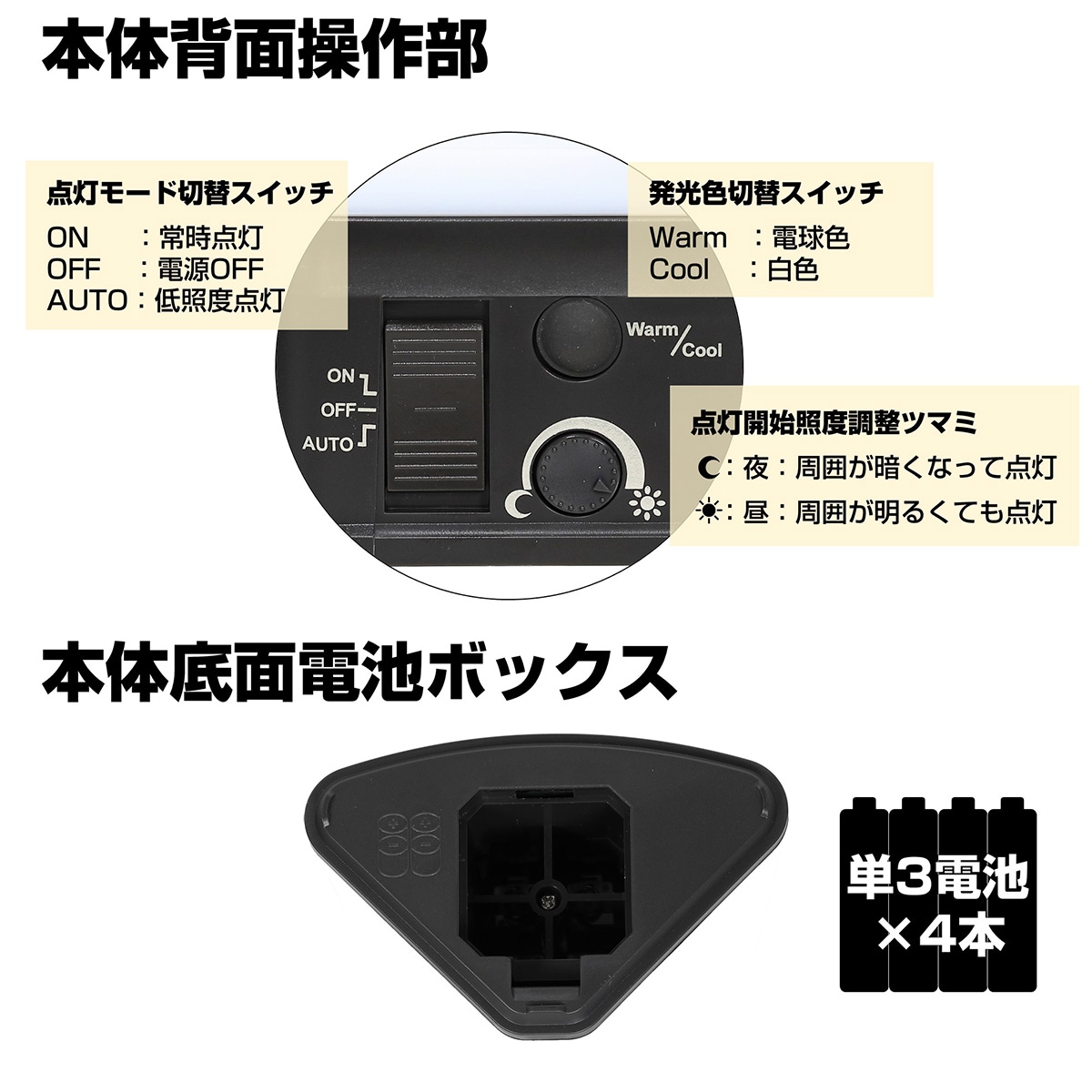 エルパ ( ELPA ) もてなしライト ( コーナー形 電球色・白色 電池式