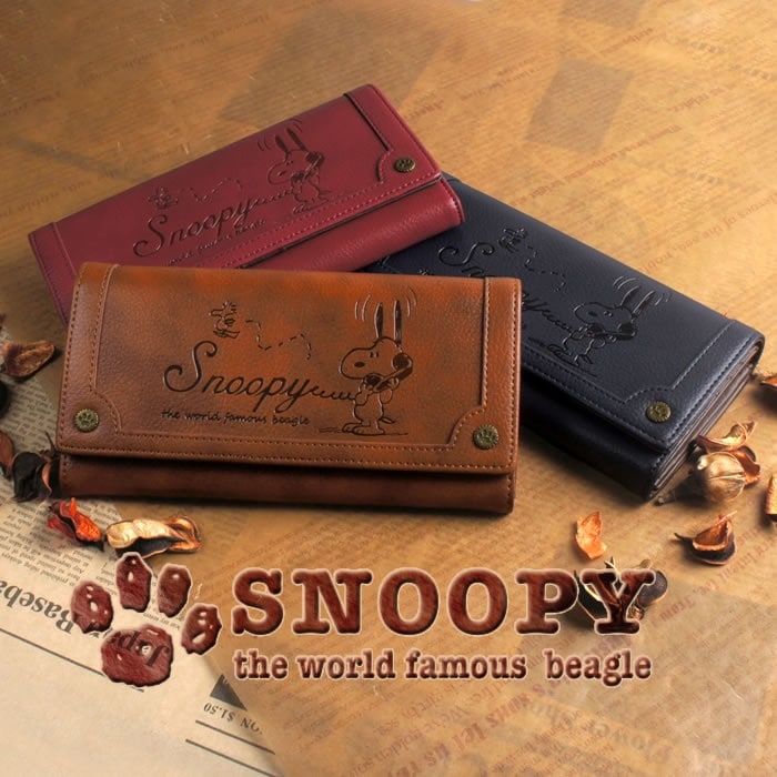 かわいいスヌーピーのイラストが刻印されたおしゃれな長財布 Snoopy E Mono イーモノ