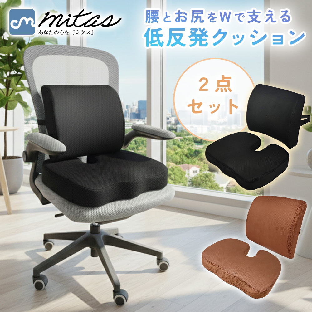 低反発クッションセット 腰 お尻 Wサポート オフィス チェア