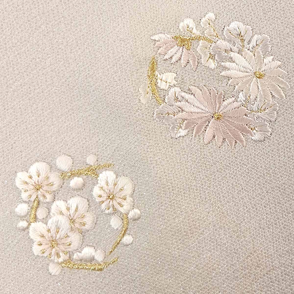 舞妓 刺繍 重ね襟 帯揚げ 衿秀 公式 帯揚げ 日本製 花輪 刺繍 四君子 銀通し おびあげ 帯揚