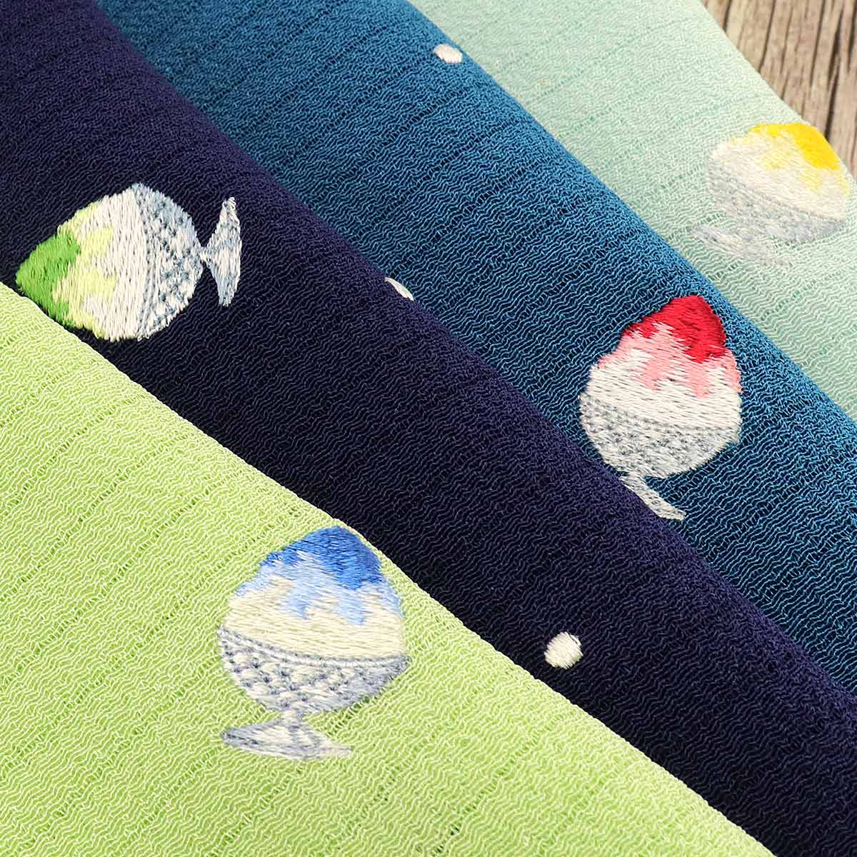 衿秀 公式 帯揚 帯揚げ おびあげ 刺繍 かき氷 夏祭り 絽縮緬 ちりめん
