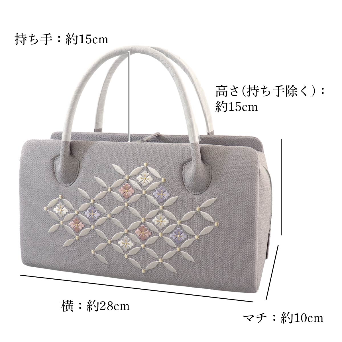 衿秀 公式 バッグ 日本製 刺繍 花七宝柄 縮緬 和装 着物 利休 ばっぐ