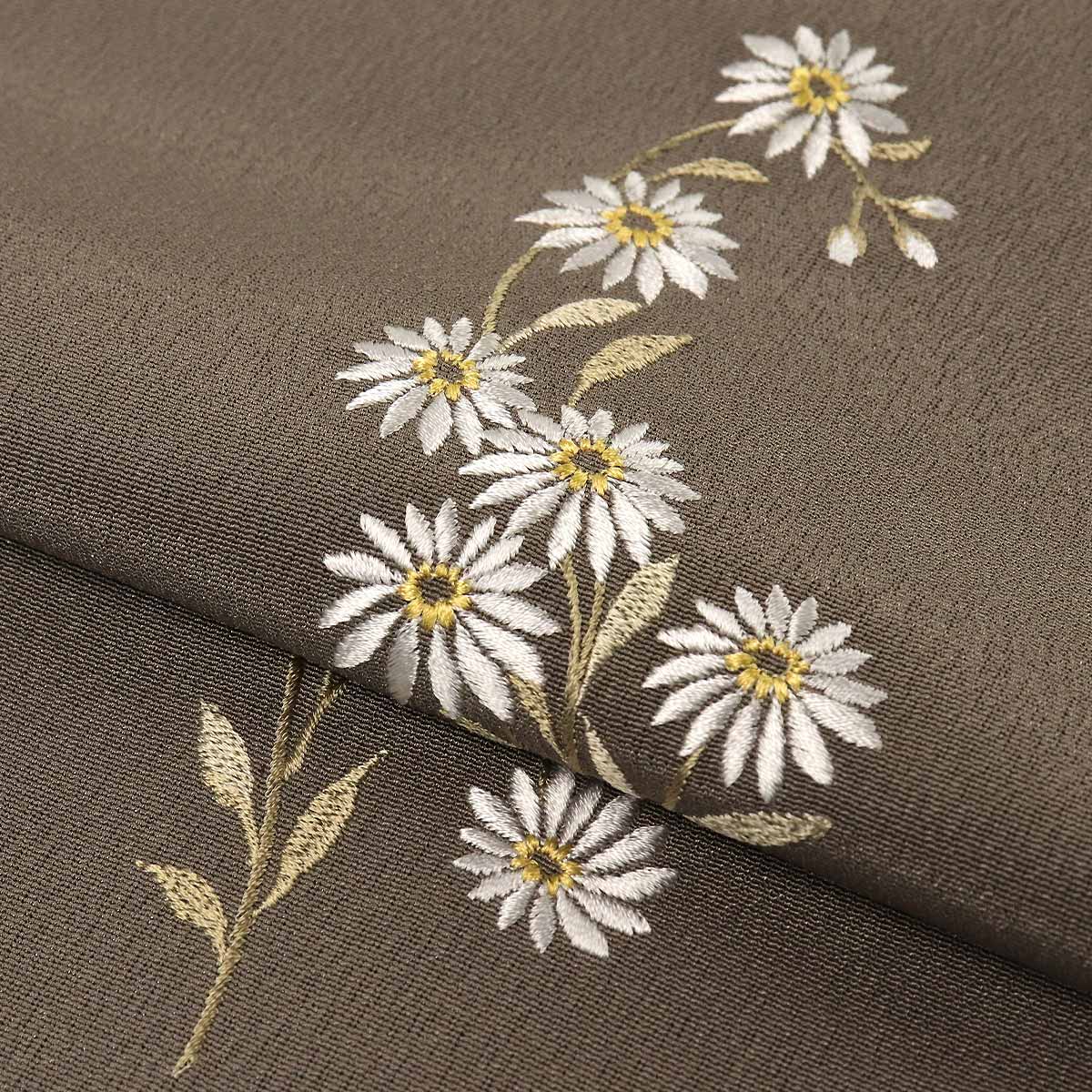 衿秀 公式 半衿 はんえり カモミール 花 威光茶色 錆利休地 洗える