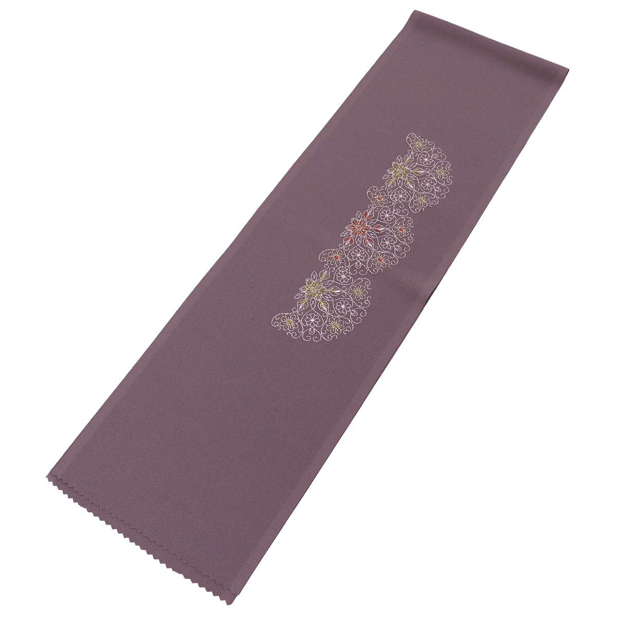 衿秀 公式 半衿 はんえり 刺繍 ダマスク柄 洋柄 灰桜色 紅鳶色 黄海松