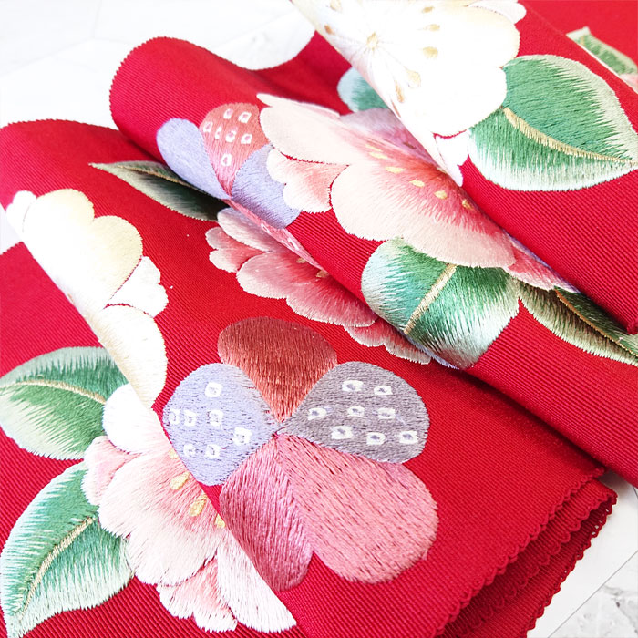 衿秀 公式 半衿 はんえり 刺繍 大梅桜 高級 正絹 塩瀬 日本製 和装小物