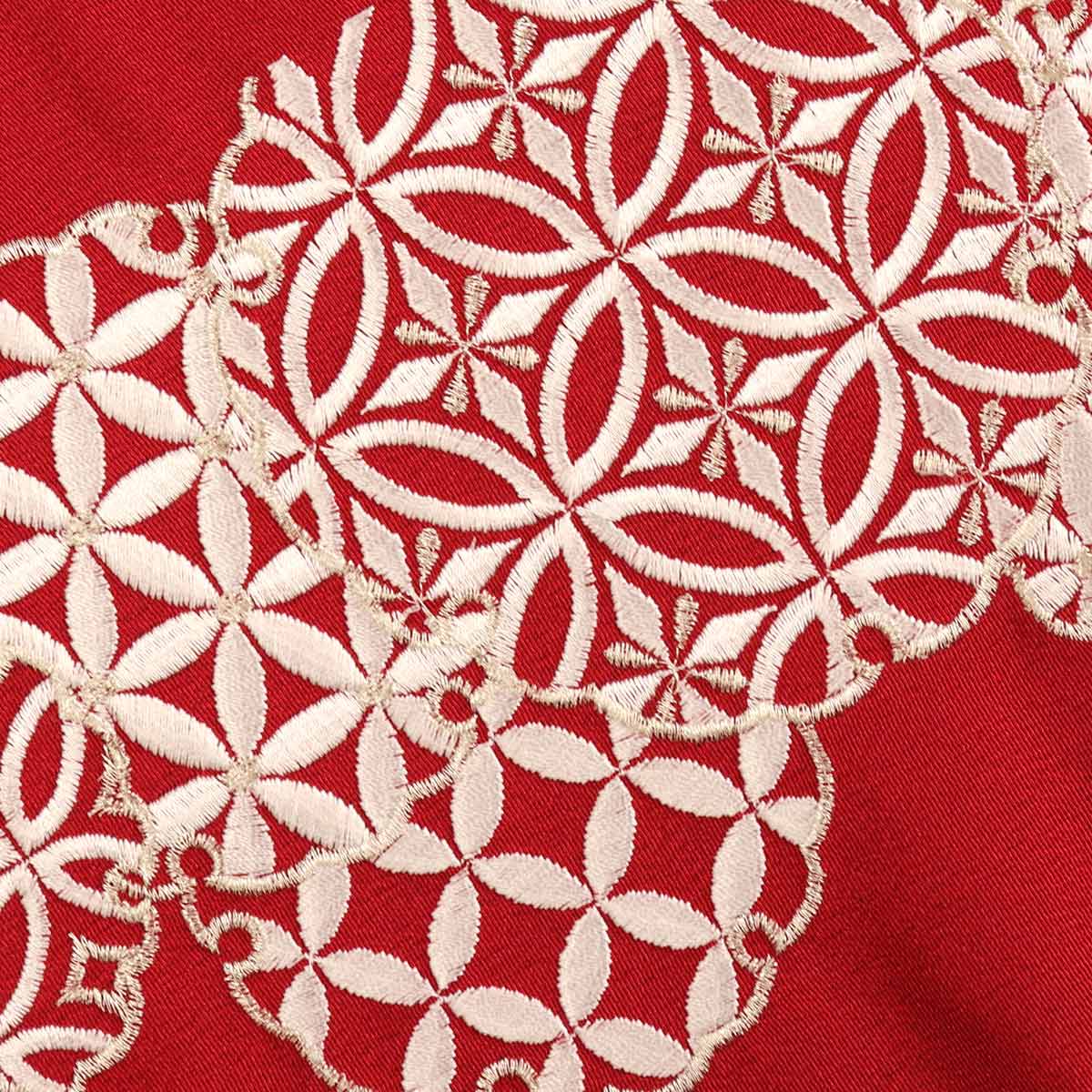 衿秀 公式 半衿 日本製 振袖 刺繍 雪輪 七宝 赤地 レッド 金糸 成人式