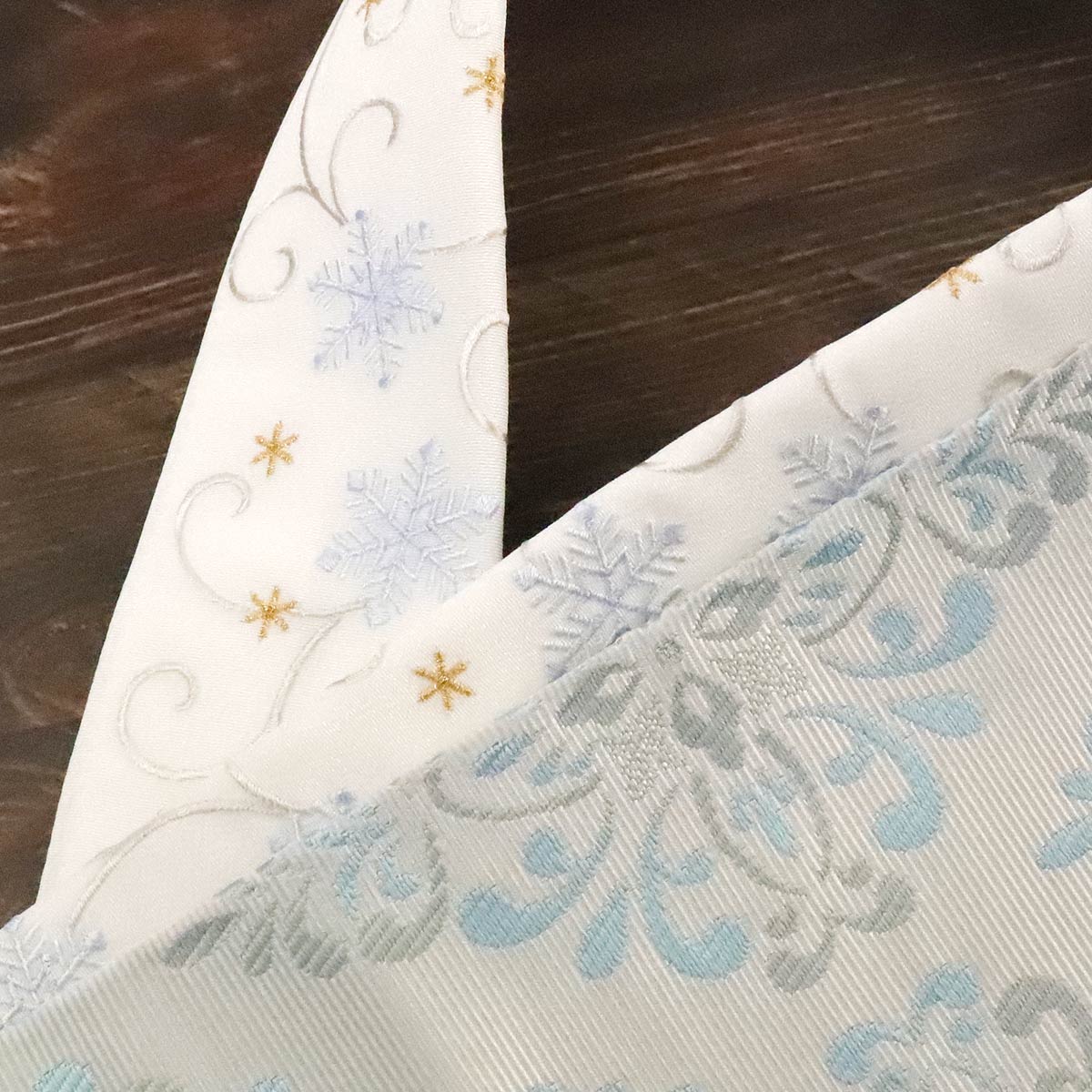 衿秀 公式 き楽っく 替え衿 替衿 かええり 刺繍 雪の結晶 唐草 ブルー