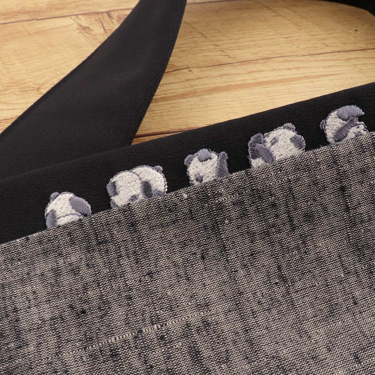 衿秀 公式 き楽っく 替え衿 替衿 かええり 刺繍 パンダ ぱんだ 黒 半衿