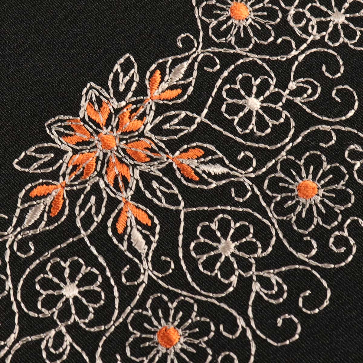 サマ-セ-ル！【美品】Drawer花柄エンボス加工ジャケット 36 衿秀 公式 き楽っく 替え衿 日本製 ダマスク柄 刺繍 花 黒地 ブラック