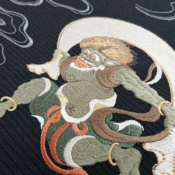衿秀 公式 帯 名古屋帯 おび 九寸 仕立て上がり 風神雷神 刺繍 日本製