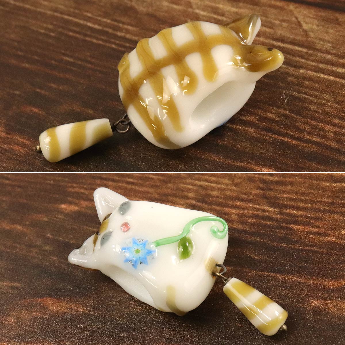 衿秀 公式 帯留め 日本製 ガラス とんぼ玉 猫 茶トラ 硝子 ねこ 作家