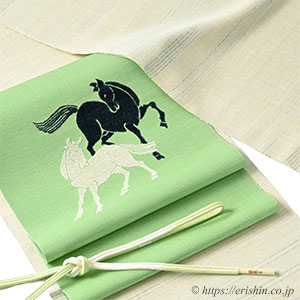 Instagram「旬のお勧めコーディネート（下井紬に夢訪庵の馬の帯　-佳き年を駆け抜ける-）」